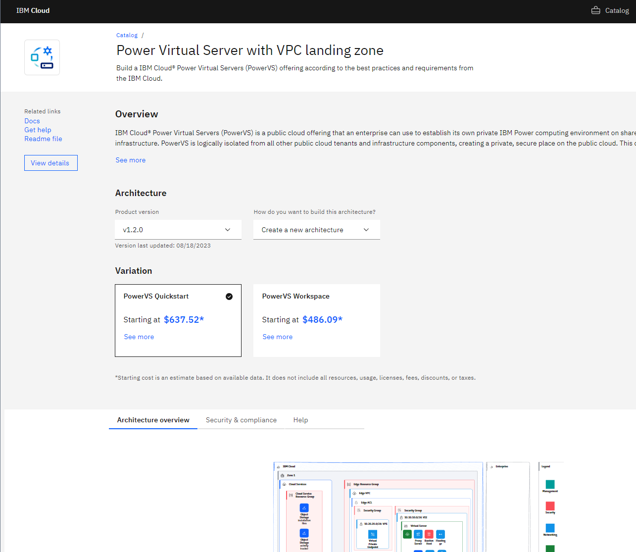 power vs on vpc catalog